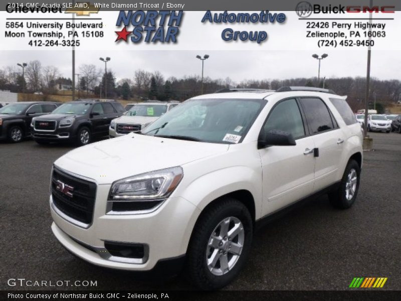 White Diamond Tricoat / Ebony 2014 GMC Acadia SLE AWD