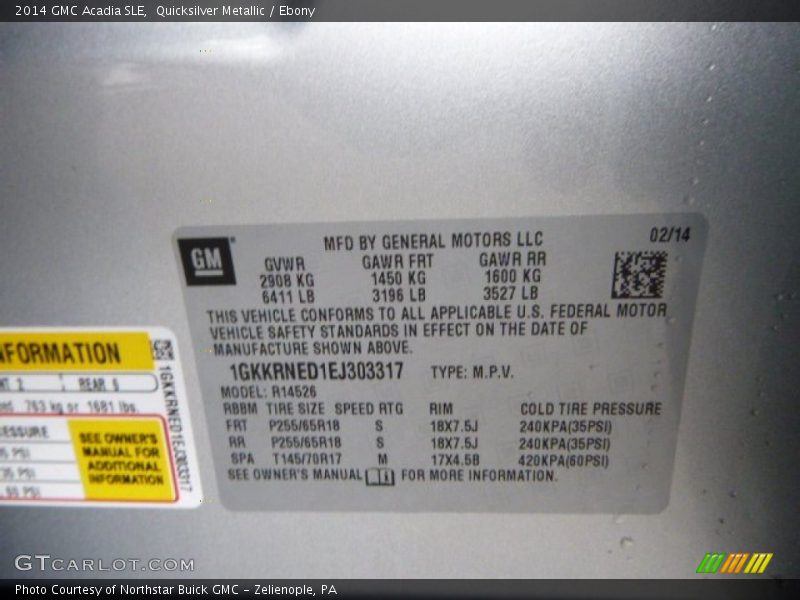 Quicksilver Metallic / Ebony 2014 GMC Acadia SLE