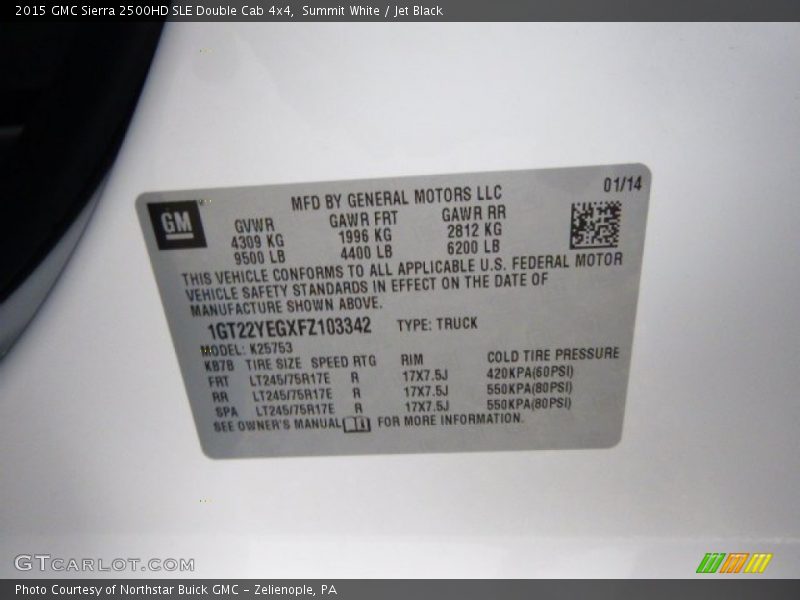 Summit White / Jet Black 2015 GMC Sierra 2500HD SLE Double Cab 4x4