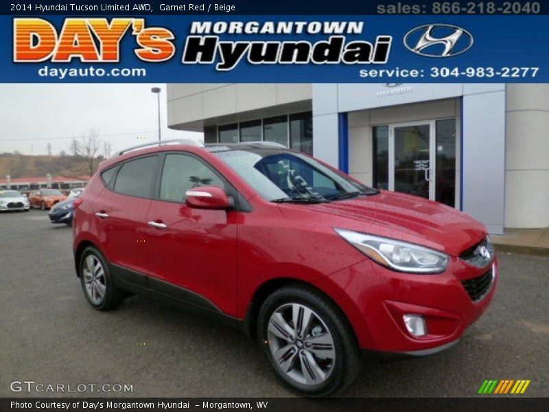 Garnet Red / Beige 2014 Hyundai Tucson Limited AWD