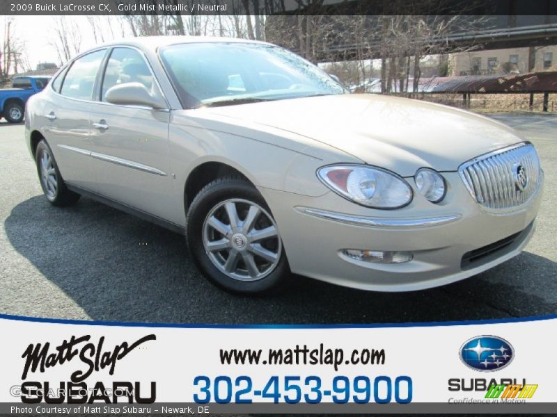 Gold Mist Metallic / Neutral 2009 Buick LaCrosse CX