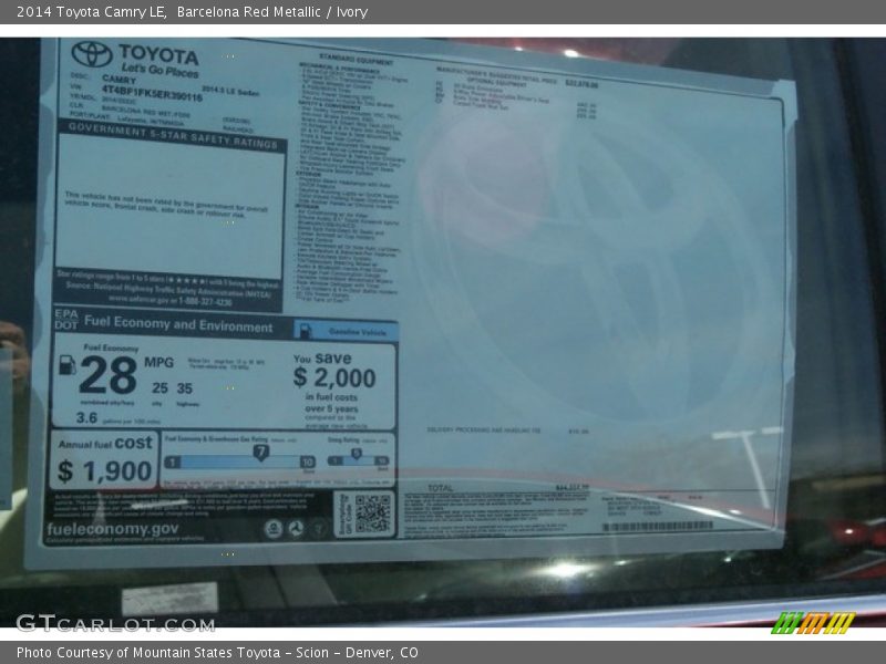 Barcelona Red Metallic / Ivory 2014 Toyota Camry LE