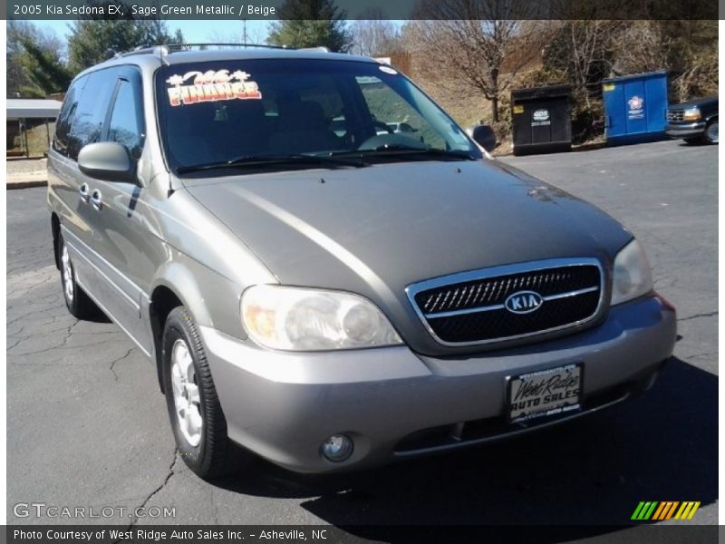 Sage Green Metallic / Beige 2005 Kia Sedona EX