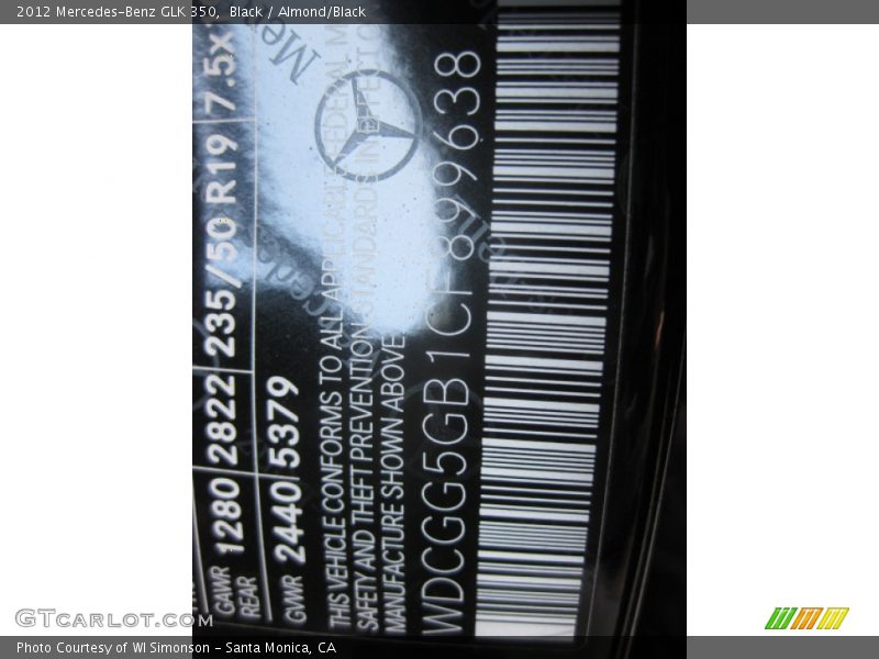 Black / Almond/Black 2012 Mercedes-Benz GLK 350