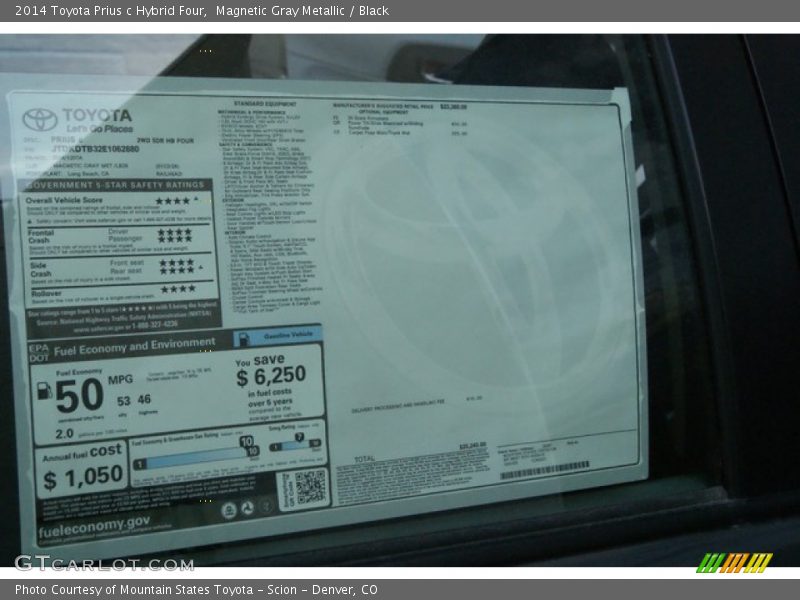 Magnetic Gray Metallic / Black 2014 Toyota Prius c Hybrid Four