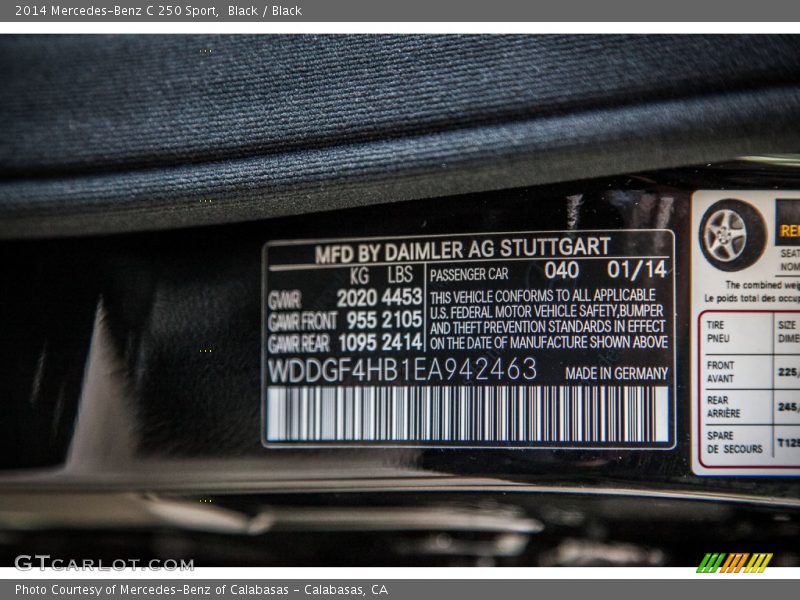 Black / Black 2014 Mercedes-Benz C 250 Sport