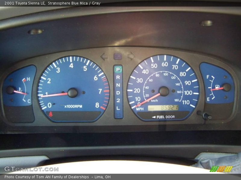 Stratosphere Blue Mica / Gray 2001 Toyota Sienna LE