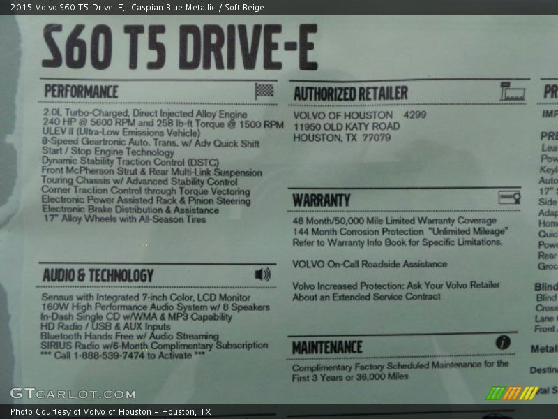 Caspian Blue Metallic / Soft Beige 2015 Volvo S60 T5 Drive-E