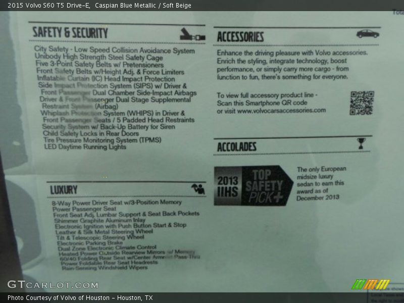 Caspian Blue Metallic / Soft Beige 2015 Volvo S60 T5 Drive-E