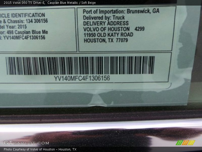 Caspian Blue Metallic / Soft Beige 2015 Volvo S60 T5 Drive-E