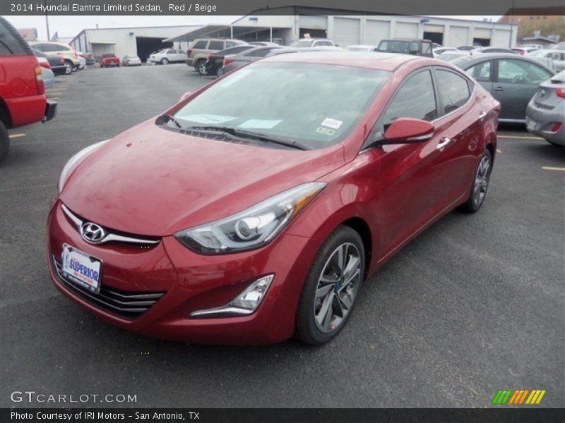 Red / Beige 2014 Hyundai Elantra Limited Sedan