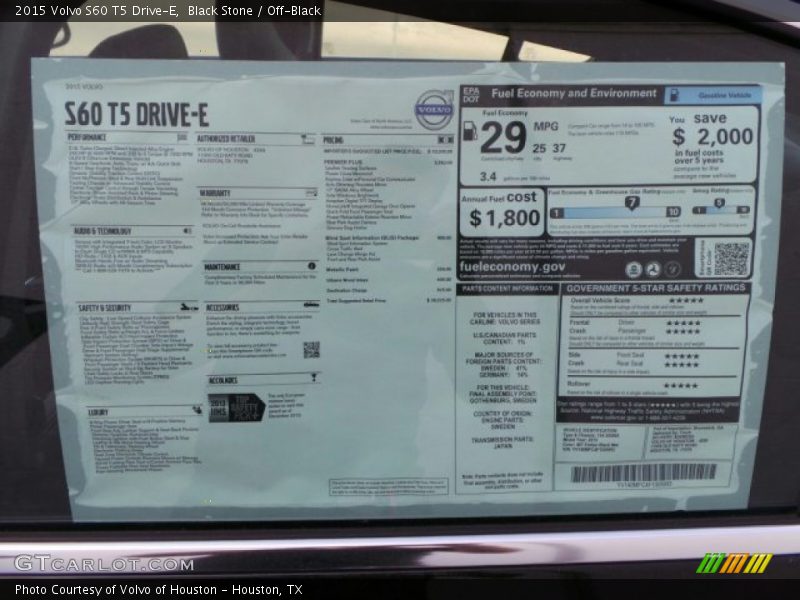 Black Stone / Off-Black 2015 Volvo S60 T5 Drive-E