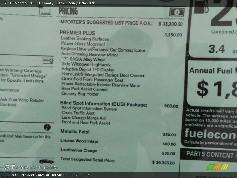 Black Stone / Off-Black 2015 Volvo S60 T5 Drive-E