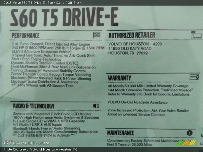 Black Stone / Off-Black 2015 Volvo S60 T5 Drive-E