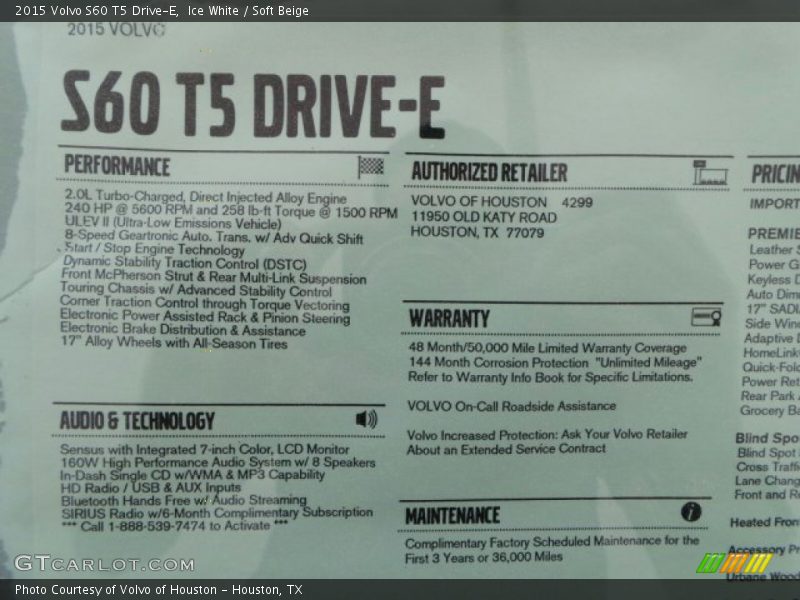 Ice White / Soft Beige 2015 Volvo S60 T5 Drive-E