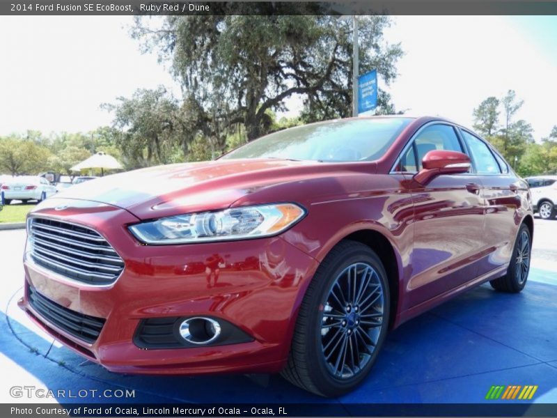 Ruby Red / Dune 2014 Ford Fusion SE EcoBoost