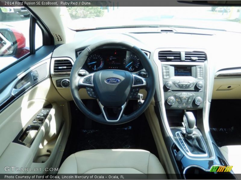 Ruby Red / Dune 2014 Ford Fusion SE EcoBoost