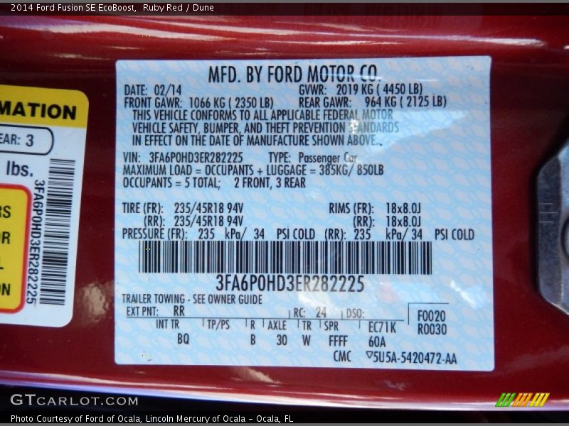Ruby Red / Dune 2014 Ford Fusion SE EcoBoost