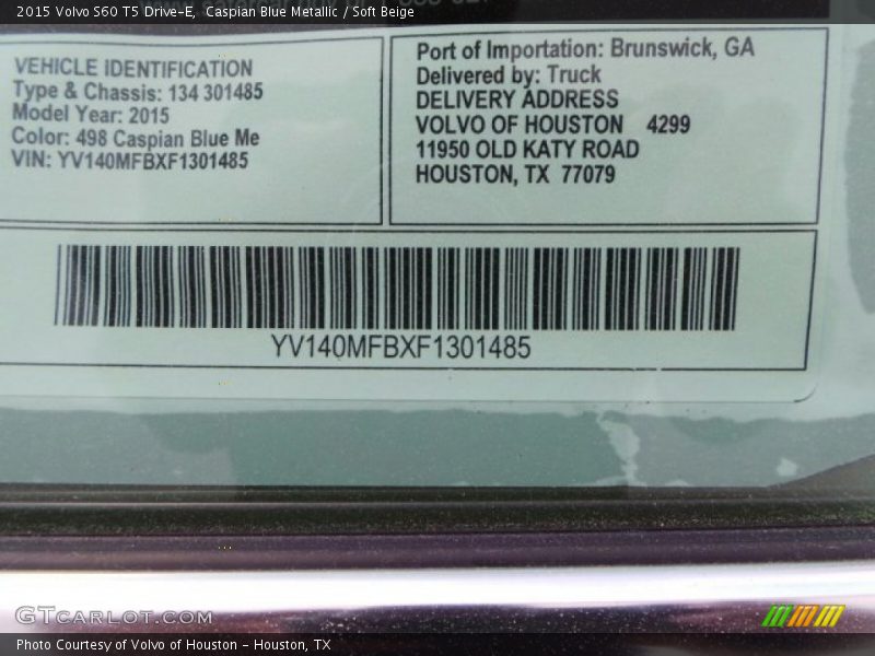 Caspian Blue Metallic / Soft Beige 2015 Volvo S60 T5 Drive-E