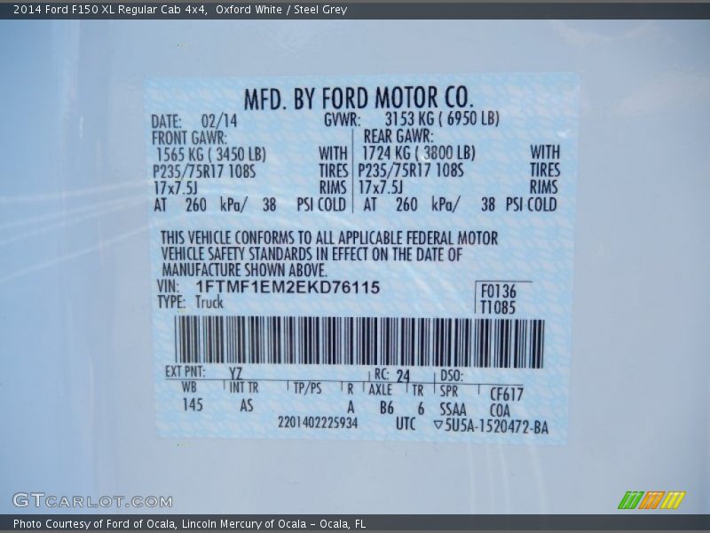 Oxford White / Steel Grey 2014 Ford F150 XL Regular Cab 4x4