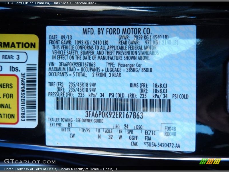 Dark Side / Charcoal Black 2014 Ford Fusion Titanium