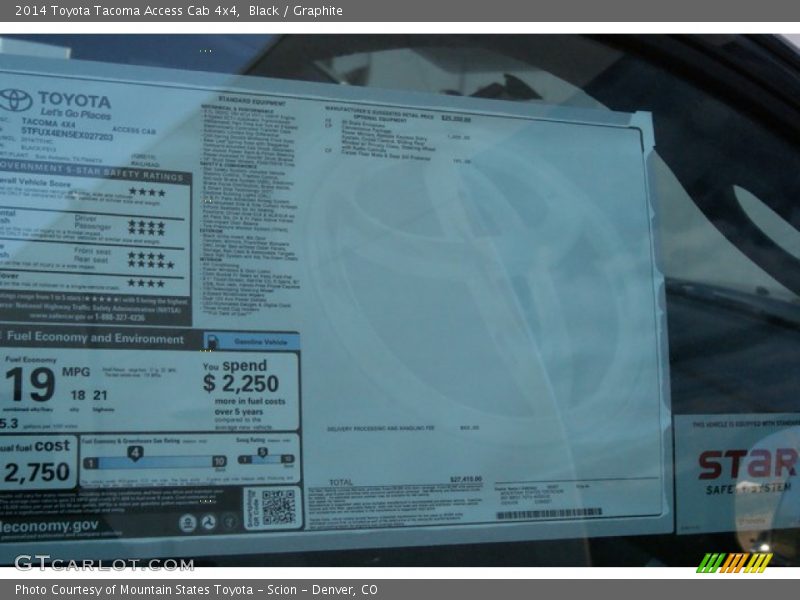 Black / Graphite 2014 Toyota Tacoma Access Cab 4x4