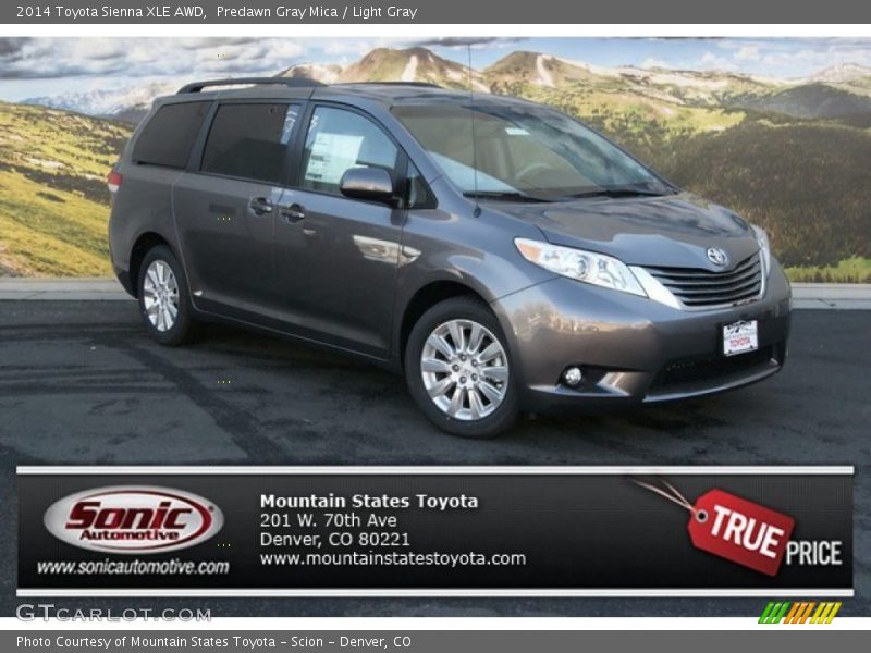 Predawn Gray Mica / Light Gray 2014 Toyota Sienna XLE AWD