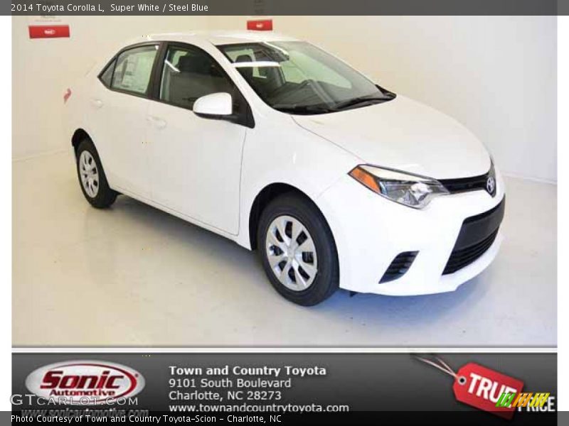 Super White / Steel Blue 2014 Toyota Corolla L
