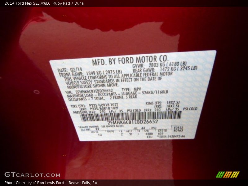 Ruby Red / Dune 2014 Ford Flex SEL AWD