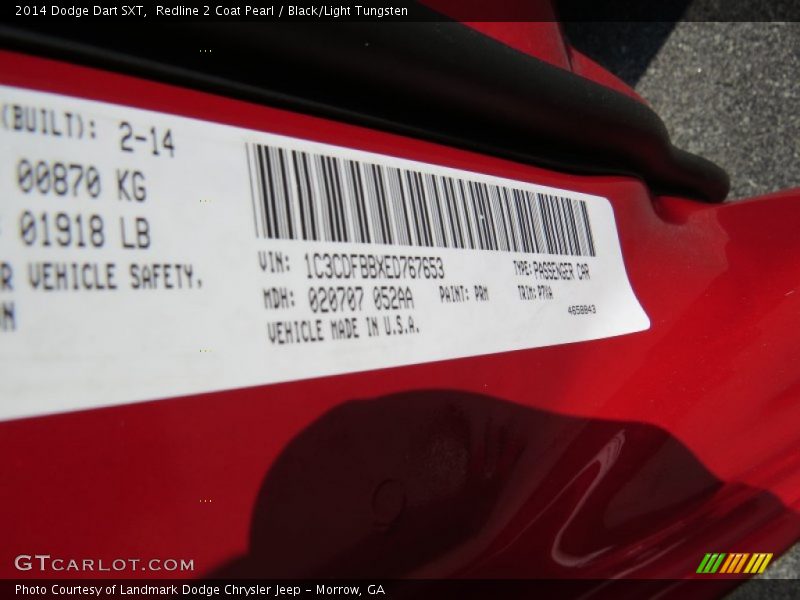 Redline 2 Coat Pearl / Black/Light Tungsten 2014 Dodge Dart SXT