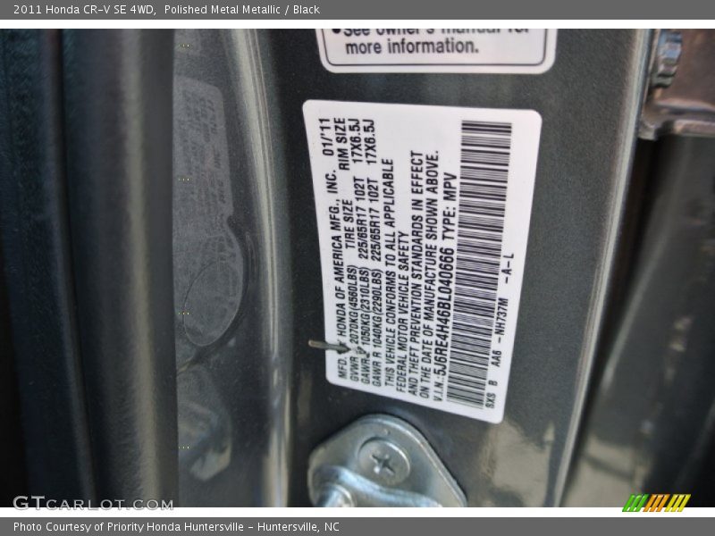 Polished Metal Metallic / Black 2011 Honda CR-V SE 4WD