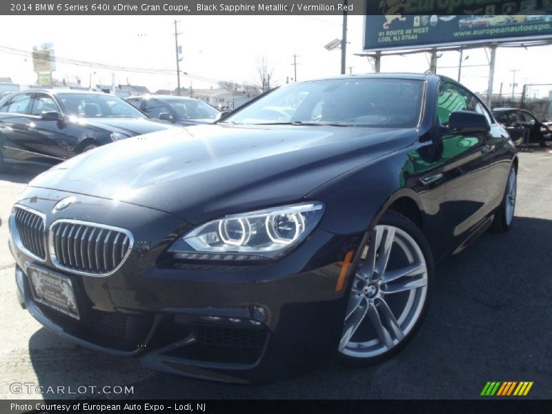 Black Sapphire Metallic / Vermilion Red 2014 BMW 6 Series 640i xDrive Gran Coupe