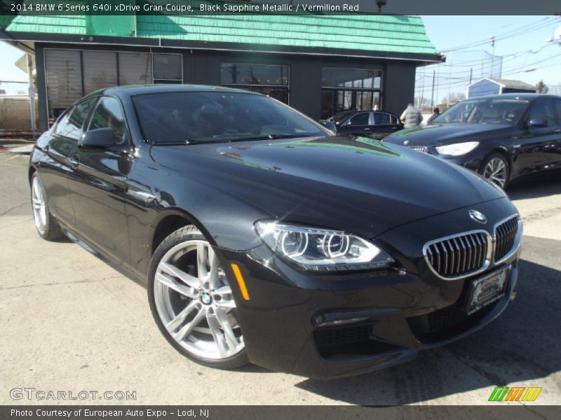 Black Sapphire Metallic / Vermilion Red 2014 BMW 6 Series 640i xDrive Gran Coupe