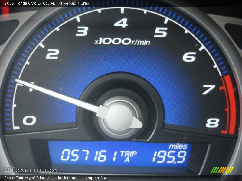 Rallye Red / Gray 2009 Honda Civic EX Coupe