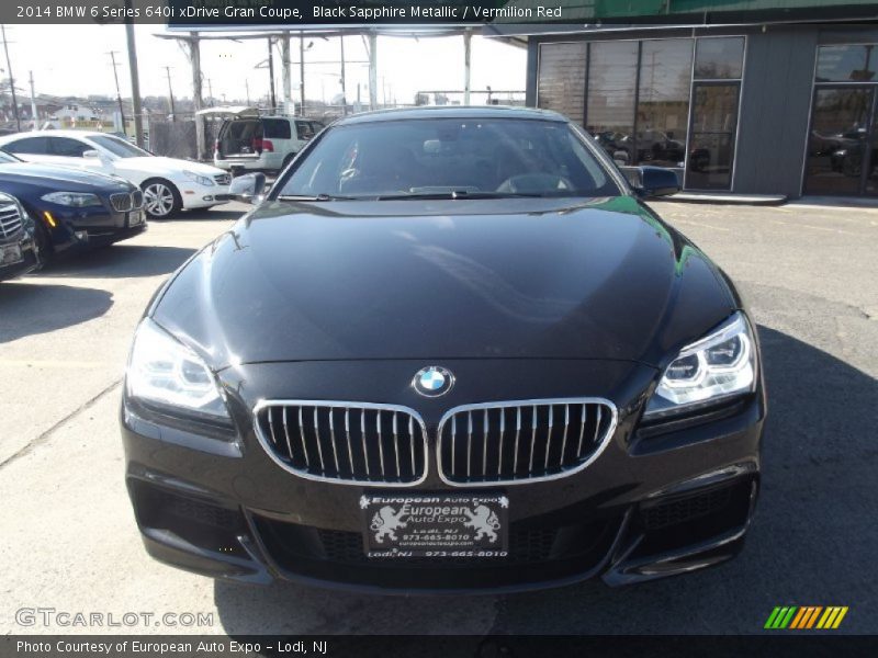 Black Sapphire Metallic / Vermilion Red 2014 BMW 6 Series 640i xDrive Gran Coupe