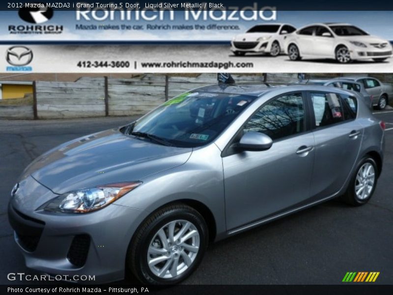 Liquid Silver Metallic / Black 2012 Mazda MAZDA3 i Grand Touring 5 Door