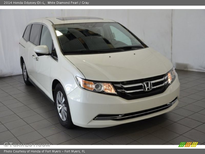 White Diamond Pearl / Gray 2014 Honda Odyssey EX-L