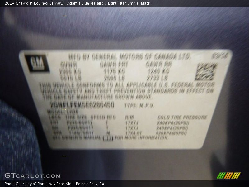 Atlantis Blue Metallic / Light Titanium/Jet Black 2014 Chevrolet Equinox LT AWD
