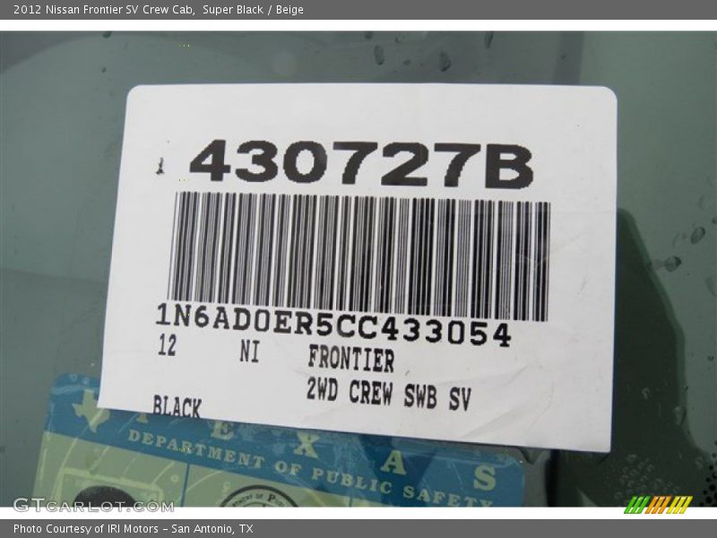 Super Black / Beige 2012 Nissan Frontier SV Crew Cab