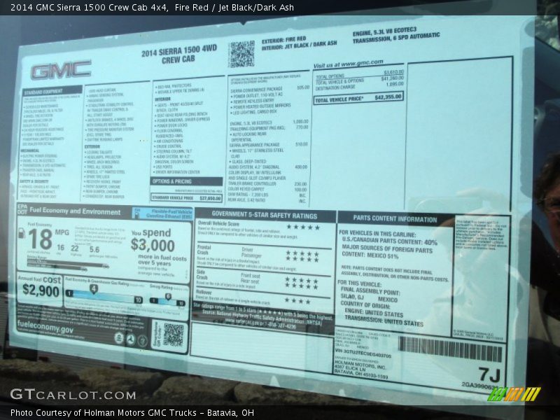  2014 Sierra 1500 Crew Cab 4x4 Window Sticker