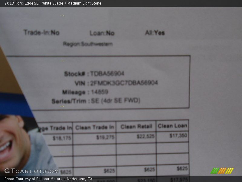 White Suede / Medium Light Stone 2013 Ford Edge SE