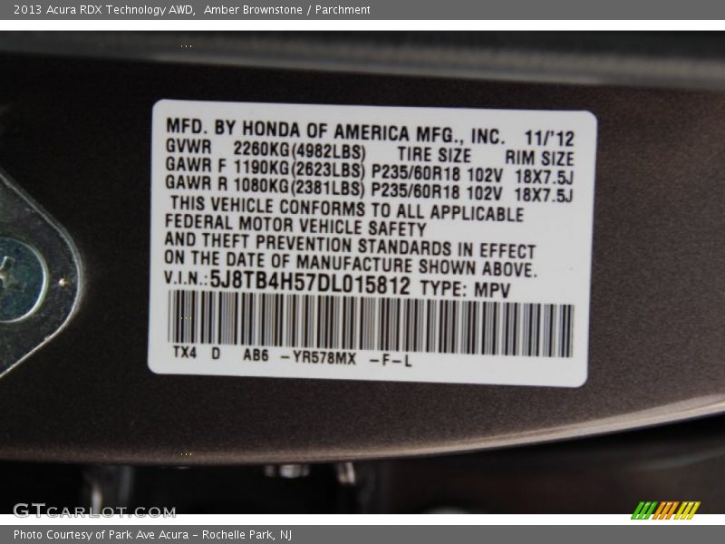 Amber Brownstone / Parchment 2013 Acura RDX Technology AWD