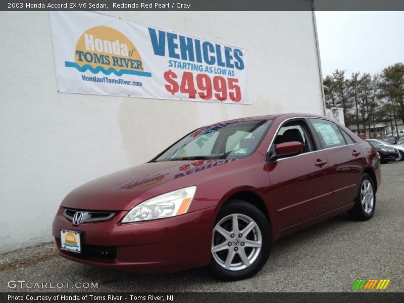 Redondo Red Pearl / Gray 2003 Honda Accord EX V6 Sedan
