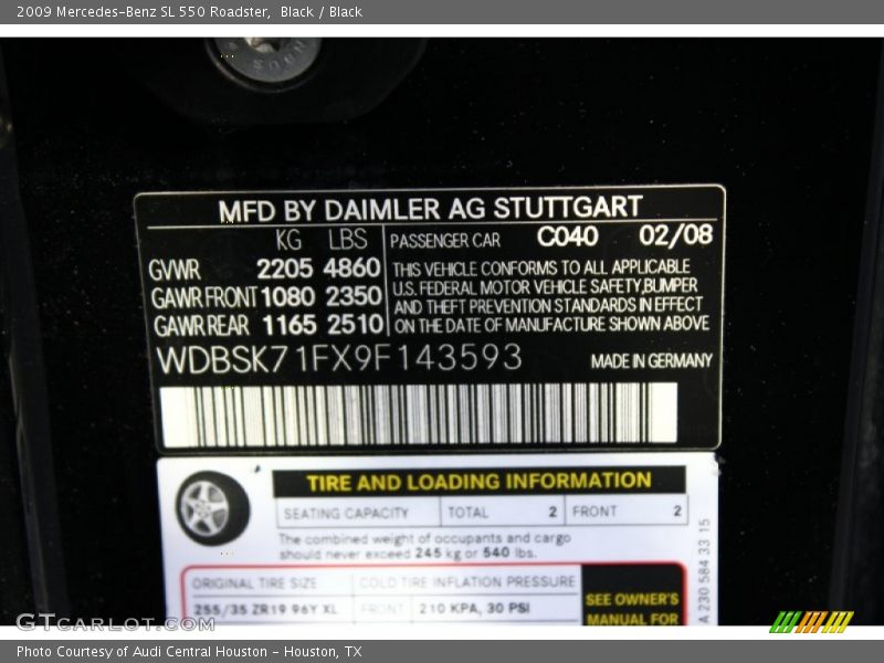Black / Black 2009 Mercedes-Benz SL 550 Roadster