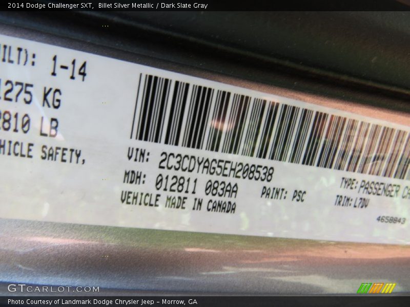Billet Silver Metallic / Dark Slate Gray 2014 Dodge Challenger SXT