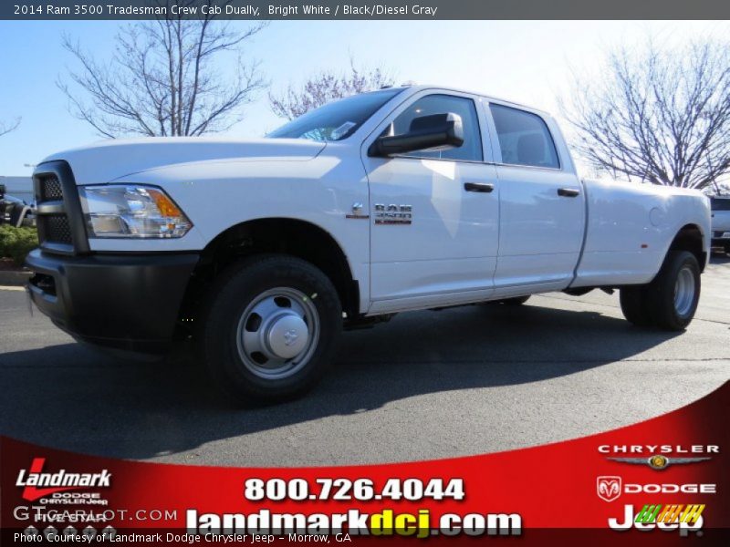 Bright White / Black/Diesel Gray 2014 Ram 3500 Tradesman Crew Cab Dually