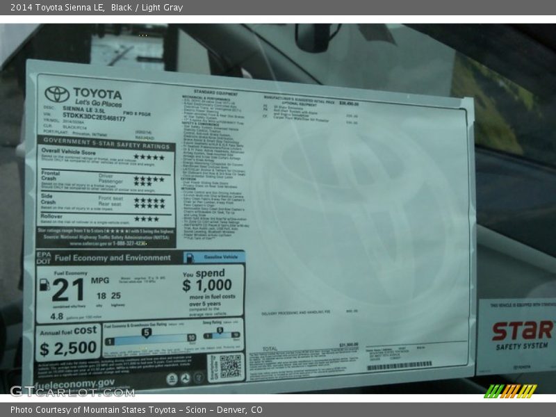 Black / Light Gray 2014 Toyota Sienna LE