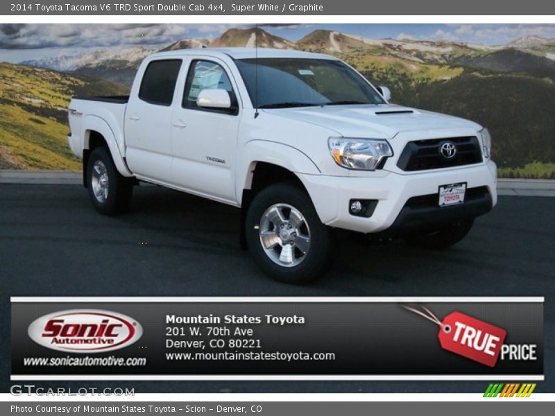 Super White / Graphite 2014 Toyota Tacoma V6 TRD Sport Double Cab 4x4