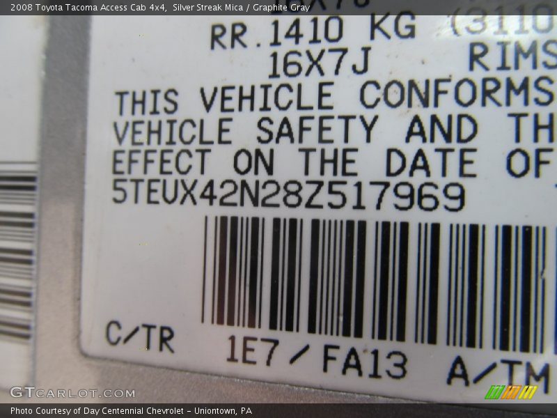 Silver Streak Mica / Graphite Gray 2008 Toyota Tacoma Access Cab 4x4