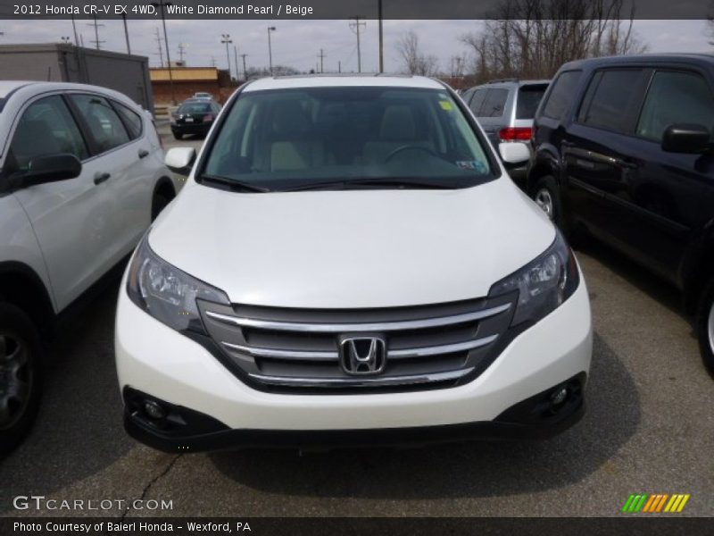 White Diamond Pearl / Beige 2012 Honda CR-V EX 4WD